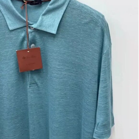 Loro Piana Men's Blue Polo Aloe Linen Shirt *NWT* - Picture 8 of 11